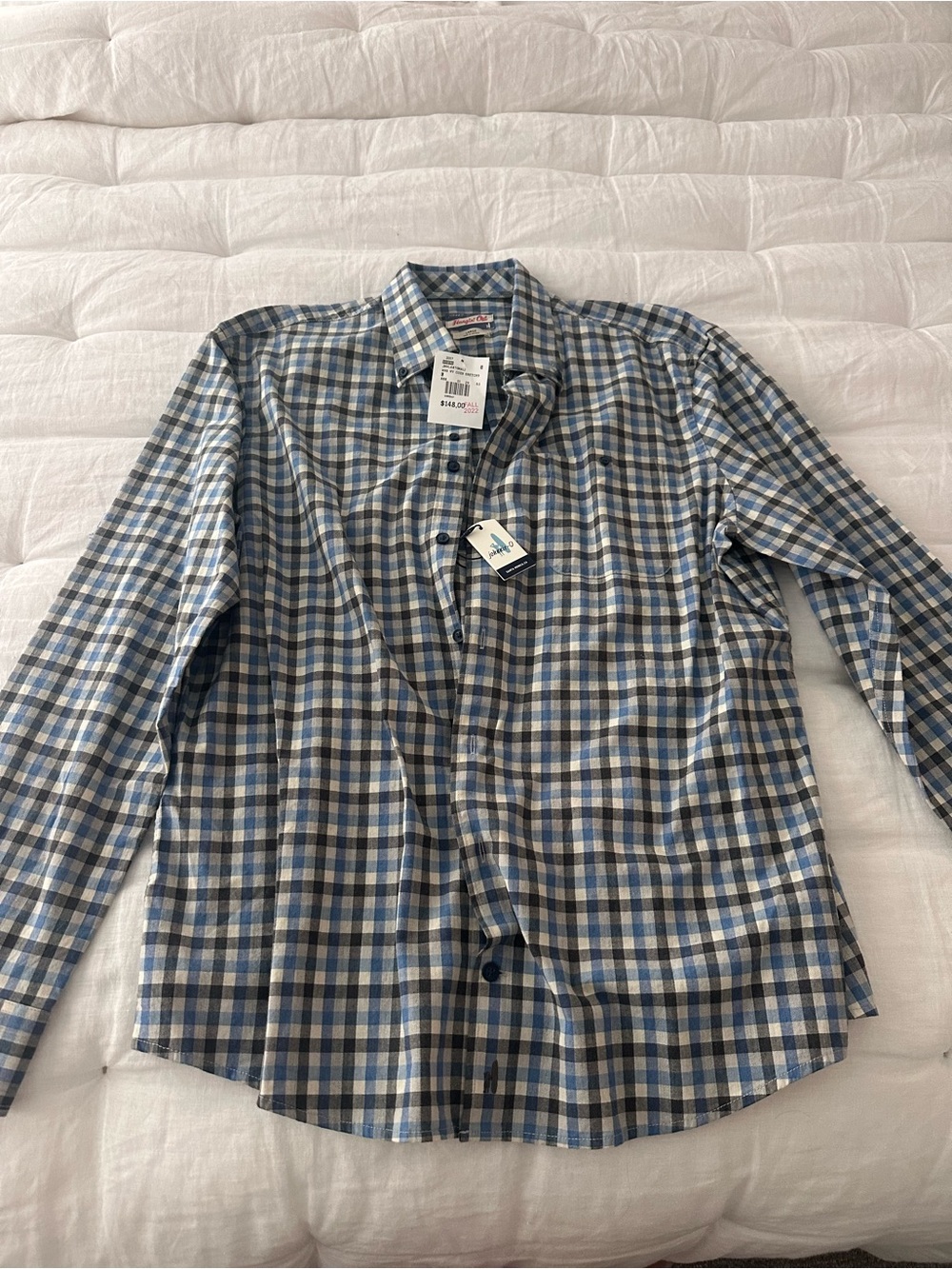 johnnie-O Blue and Gray Plaid Button-Down Shirt